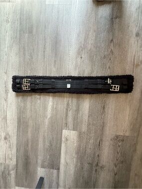 Black Sheepskin Horse Dressage Girth with Stainless Hardware